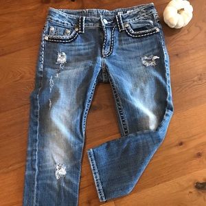 Miss Me crop jeans denim distressed Irene Capri 29